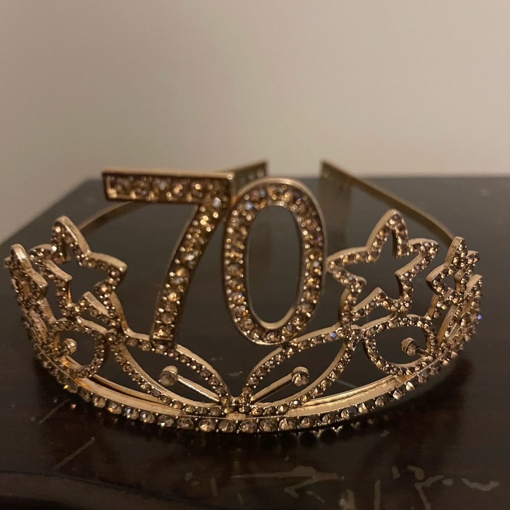 Gold 70th Birthday Tiara and Sash.